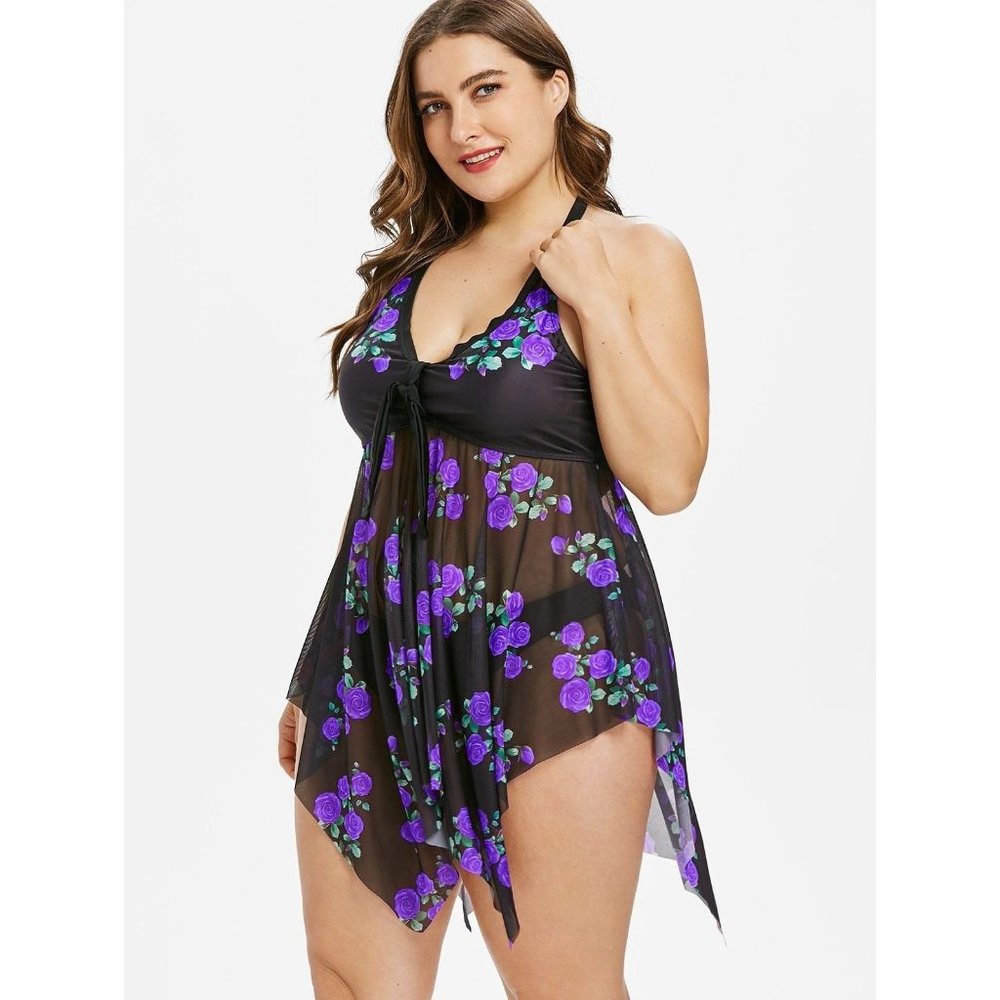 2 Piece Bathing Suits SwimDress with Swim Bottoms 5XL fits size 22 only